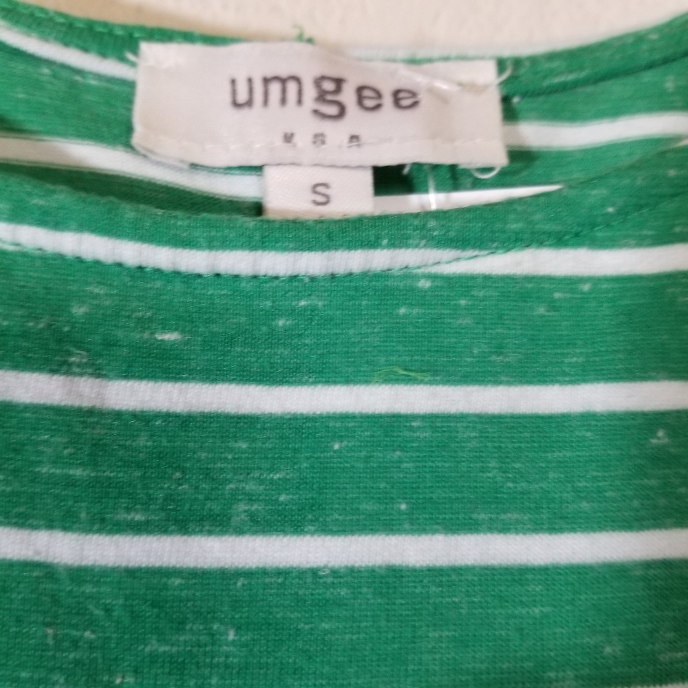 Umgee Oversized Kelly Green Striped Cotton Blend Dress w/ POCKETS, Size small - Picture 6 of 9